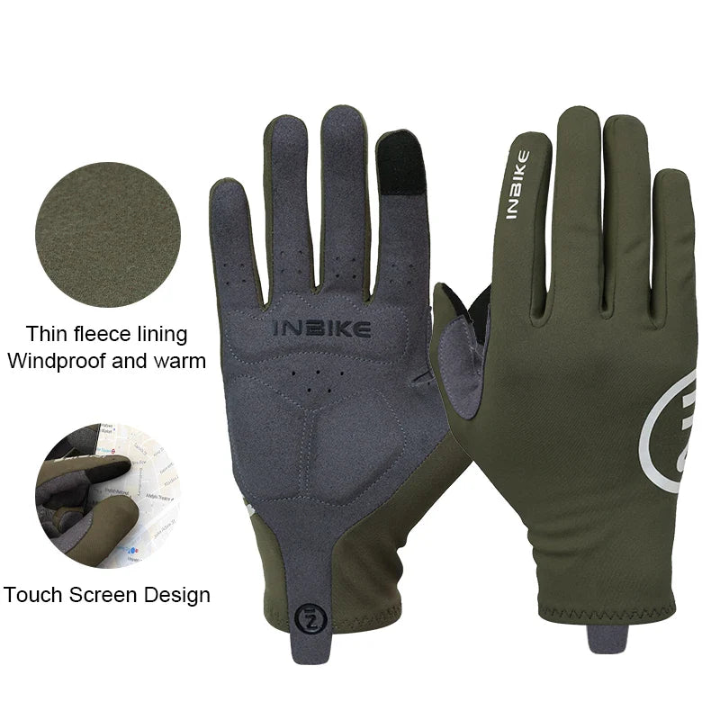 INBIKE Autumn Winter Thermal Bicycle Gloves Touch Screen Men Women MTB Road BikeGloves  Sports Fitness Outdoor Cycling Gloves