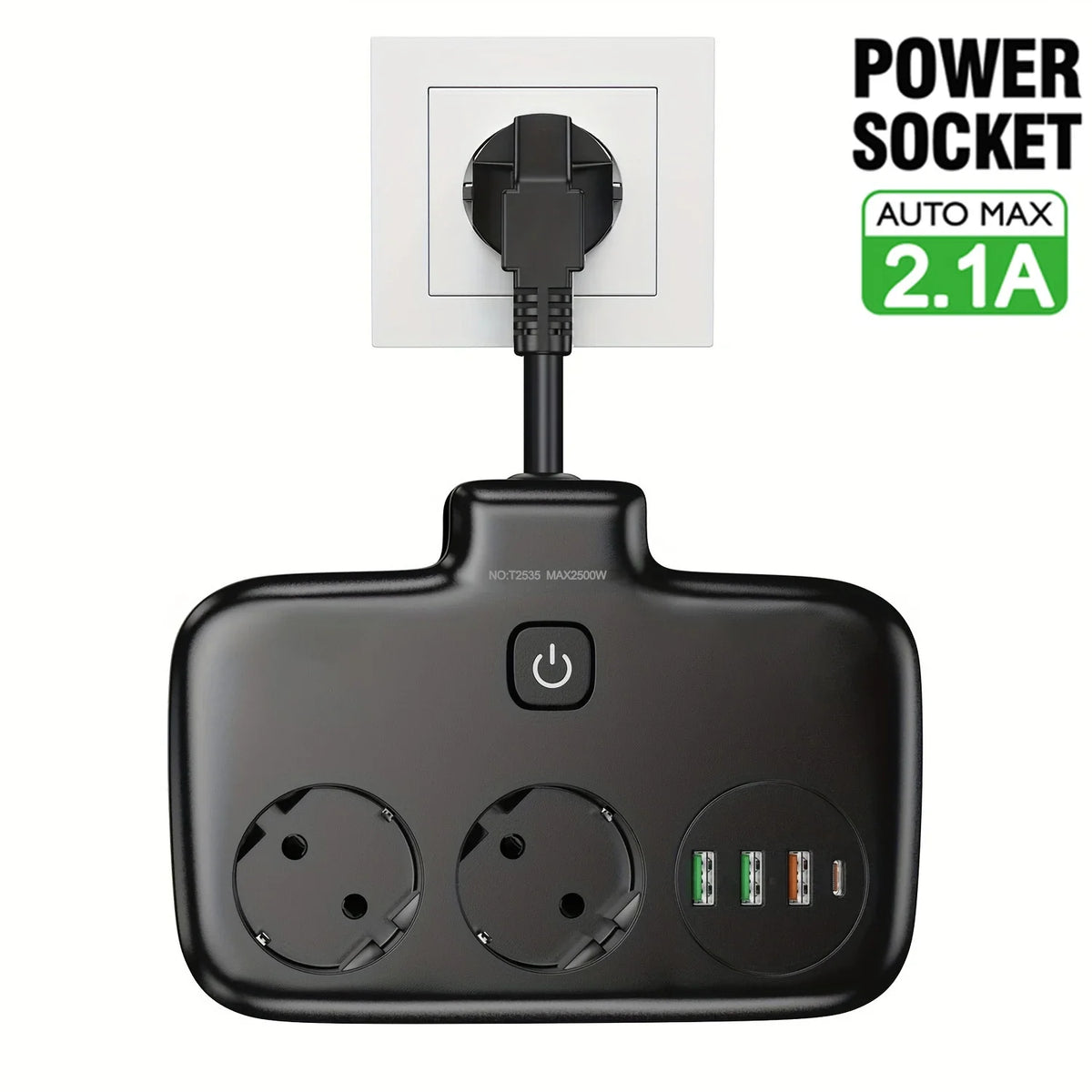 EU KR Plug Power Strip AC Outlets Multitap Electrical Wall Socket Extension Cord With USB C Ports Fast Charging Network Filter
