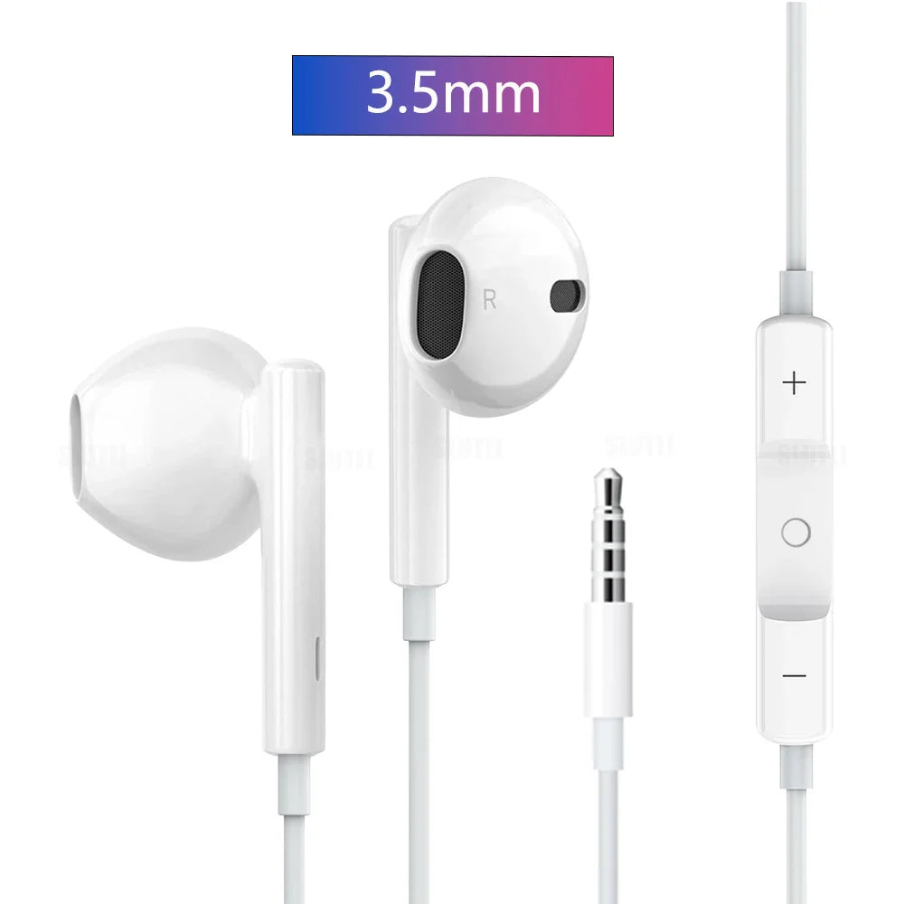 Original Wired Earphones For iPhone 15/14/13/12/11 Pro Max 7/8Plus X/XR/XS iPad In-Ear Earbud For Lightning USB C 3.5mm Earbuds