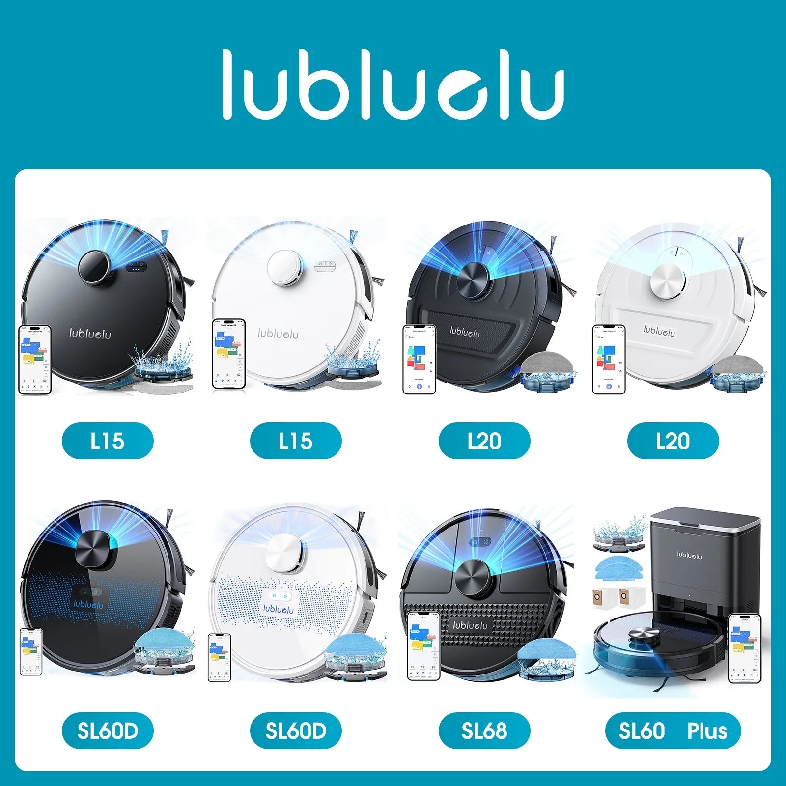 Lubluelu L15 Robot Vacuum And Mop Combo 5000Pa, 3 In 1 Robot Vacuum Cleaner,Robot Vacuum, Auto-Charging, 5 Maps, 30 No-go Zones