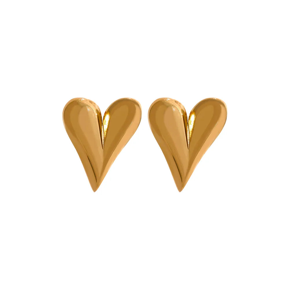 Yhpup Stainless Steel Chic Heart Huggie Hoop Earrings Charm Gold Color Tarnish Free Trendy Fashion Jewelry for Women Bijoux