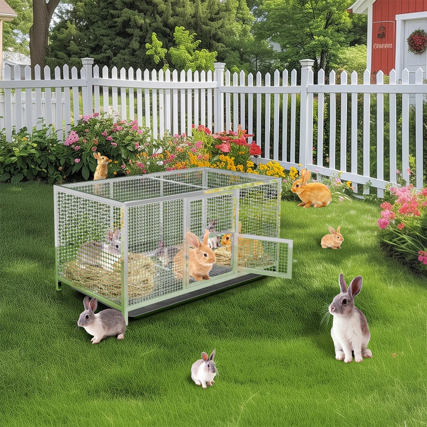 BingoPaw Stainless Steel Chicken Coop for Backyard and Farm Poultry Cage Hen House with Cover and Feeding Door
