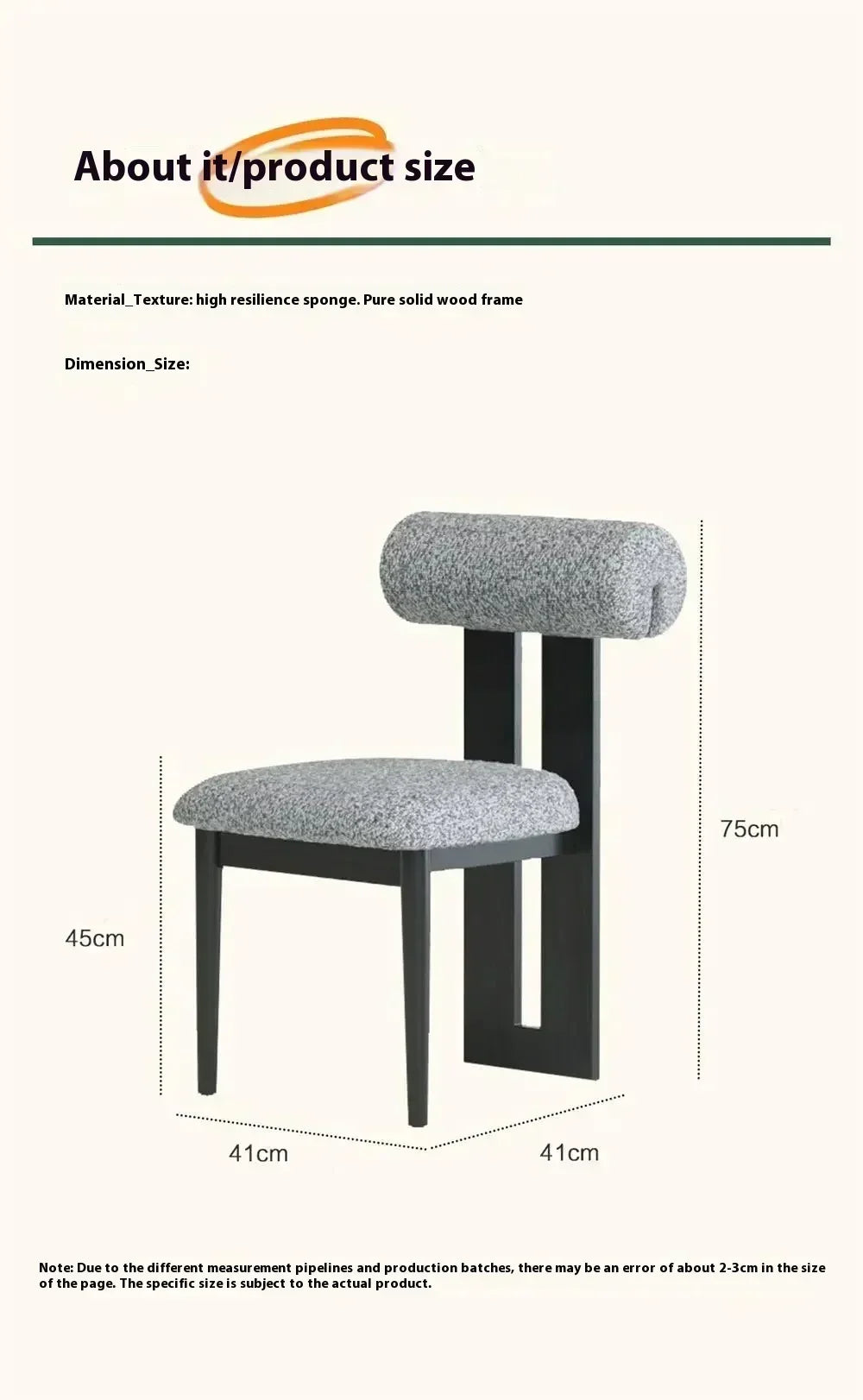 Modern Bouclé Dining Chair with Padded Backrest – Accent Chair