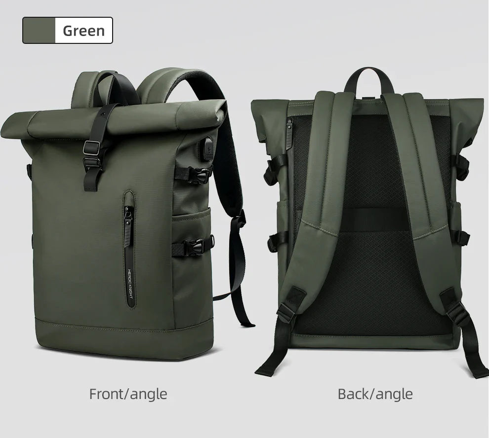 HK Expandable Travel Backpack Men Large Capacity Waterproof 15.6” Laptop Bag Hiking Rucksack Cycling Daypack Bag with USB Port