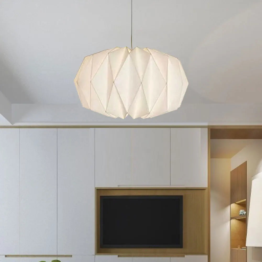 Nordic Creative Paper Origami Lantern Shade Foldable Hanging Pendant Light Art Decor for Living Room Bedroom Dining Room Decor