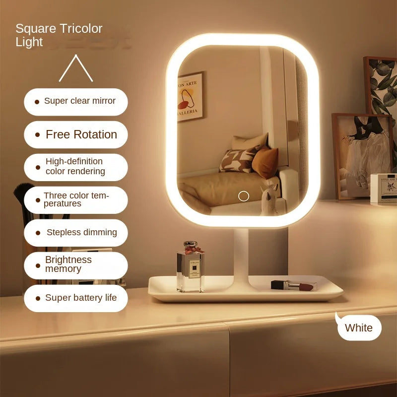 Modern LED Makeup Mirror – 3-Color Light Touch Vanity Mirror with Adjustable Brightness