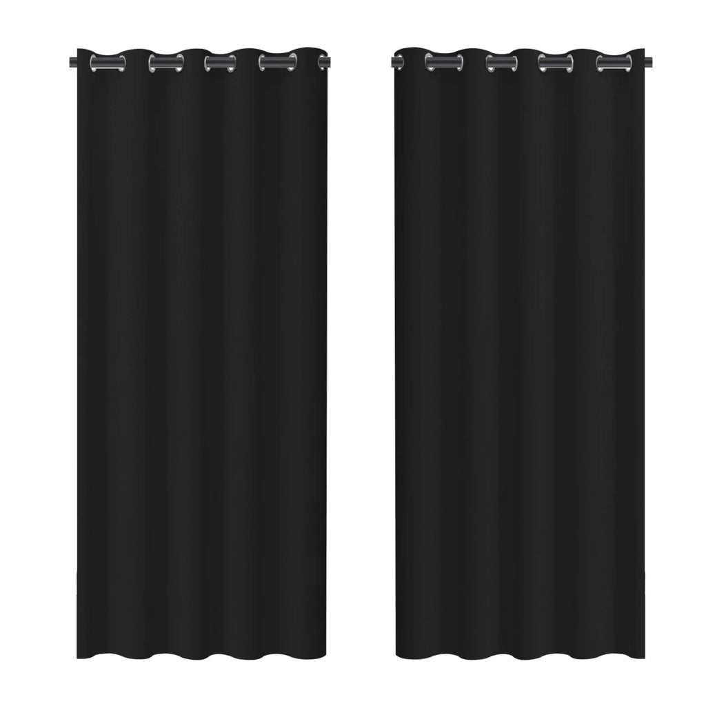 Blackout Curtains 2 Panels Thermal Insulated Grommet Darkening Drapes Solid Black Long Curtain for Bedroom Window Living Room