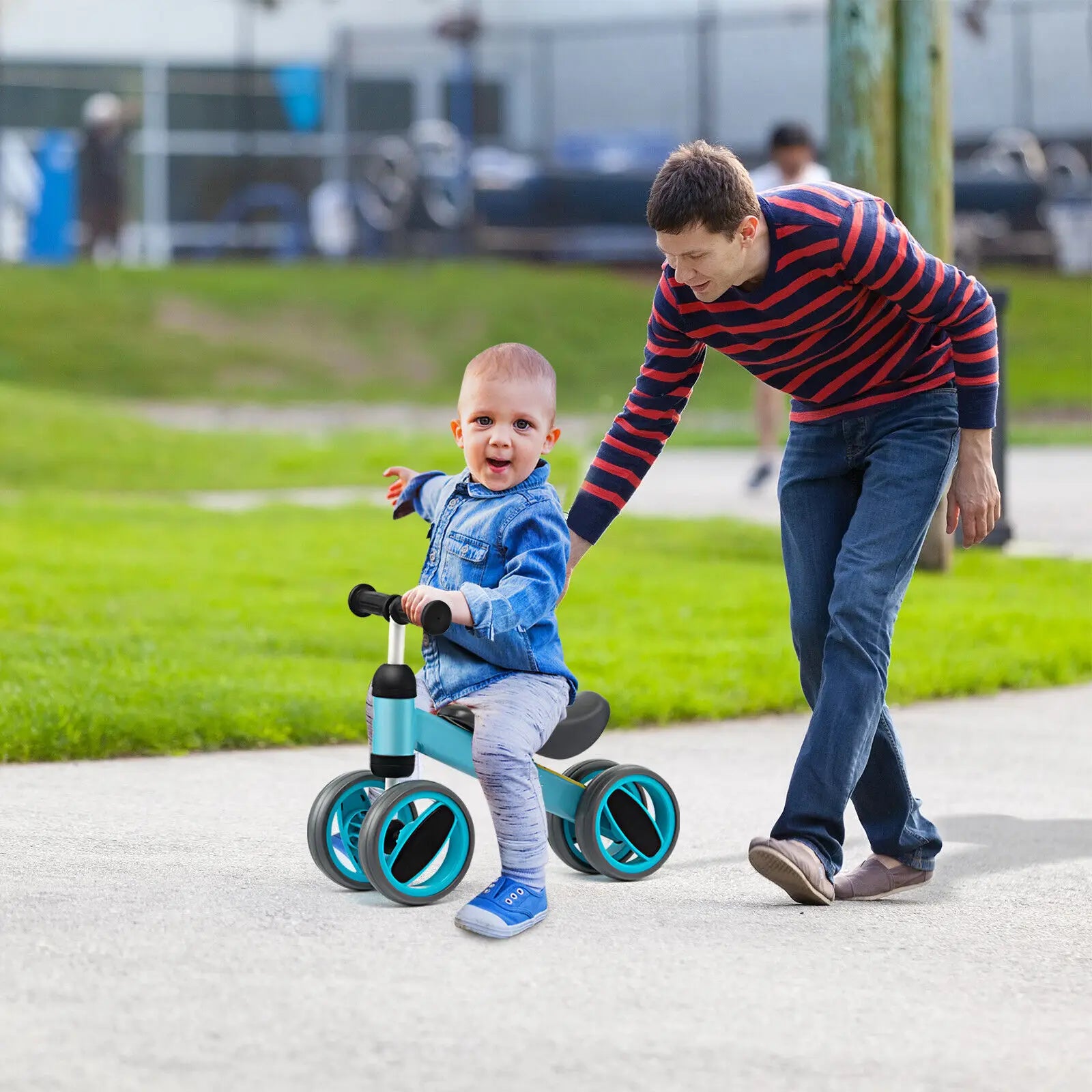 DORTALA Baby Balance Bike 4 Wheels Toddler First Bike Infant Walker Riding Toys