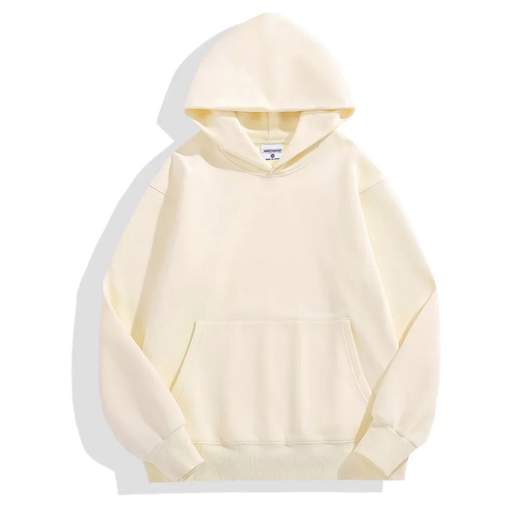 16.9oz 480gsm Heavy Weight Cotton Plus Velvet Hooded Sweater Men Thickened Tight Polar Fleece Pullover Hoodie Women Sweatshirt