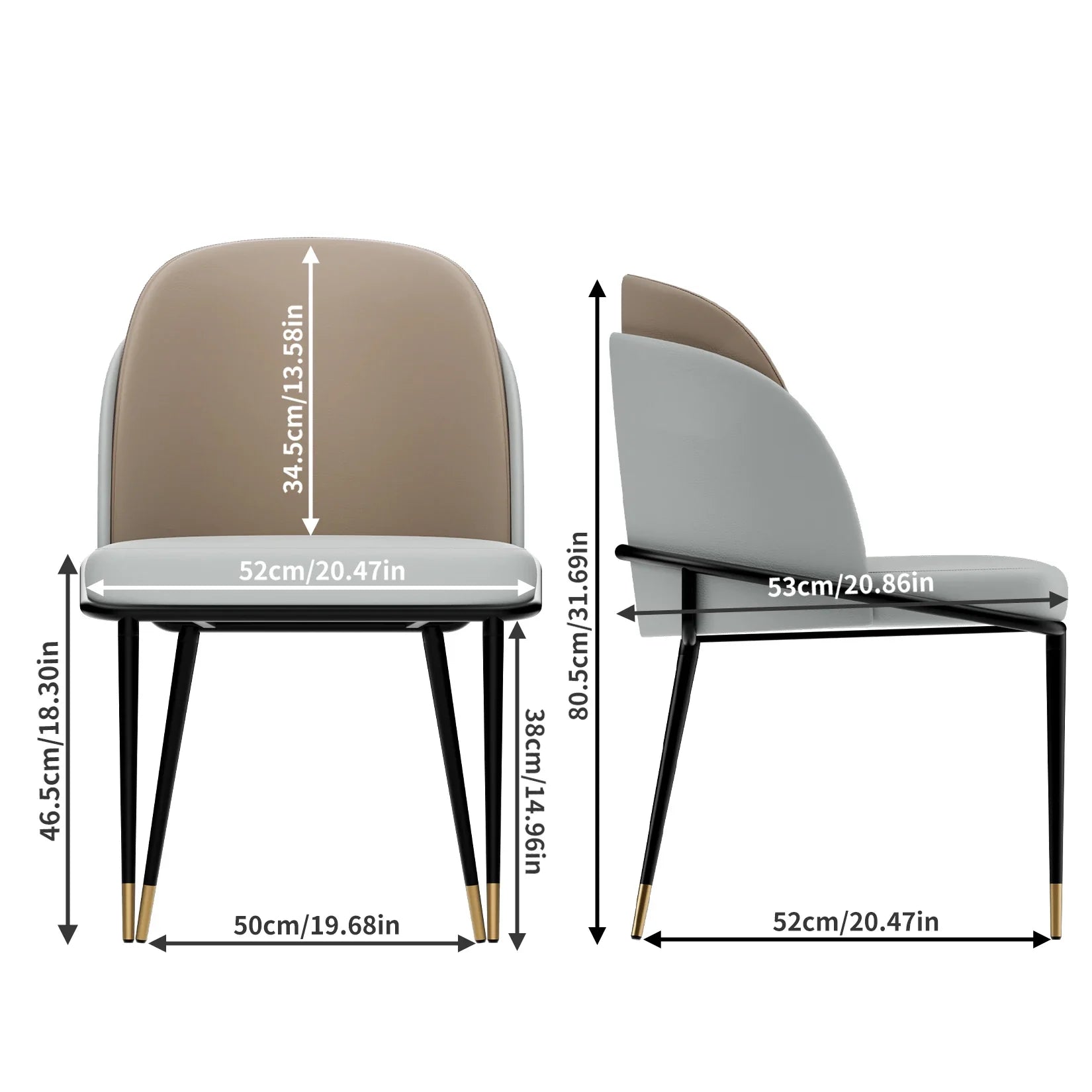 Luxurious Upholstered Dining Room Chairs Set, Microfiber Silicone Leather, 2 Colors, Kitchen Chairs