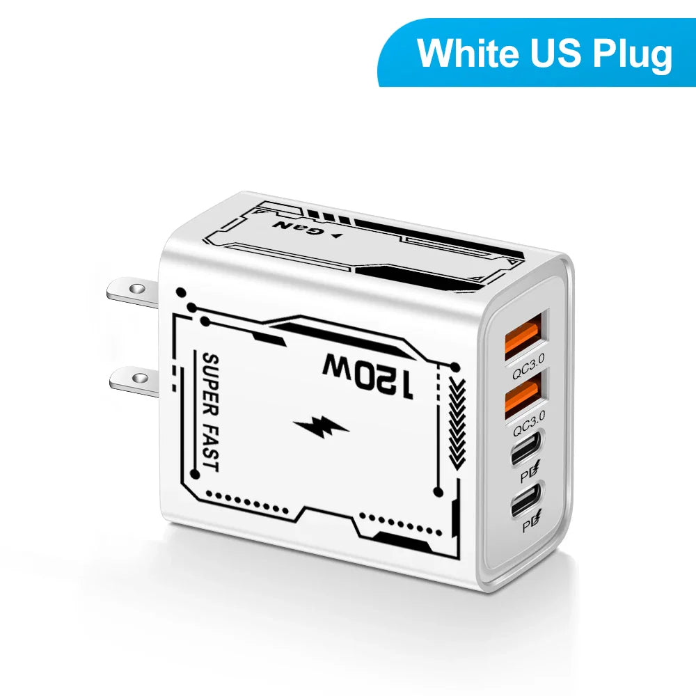 4 Port 2 USB 2 Type Multi Port Wall Charger USB PD Adapter For Xiaomi iPhone 13 12 for Samsung Mobile Phone Plug Charging