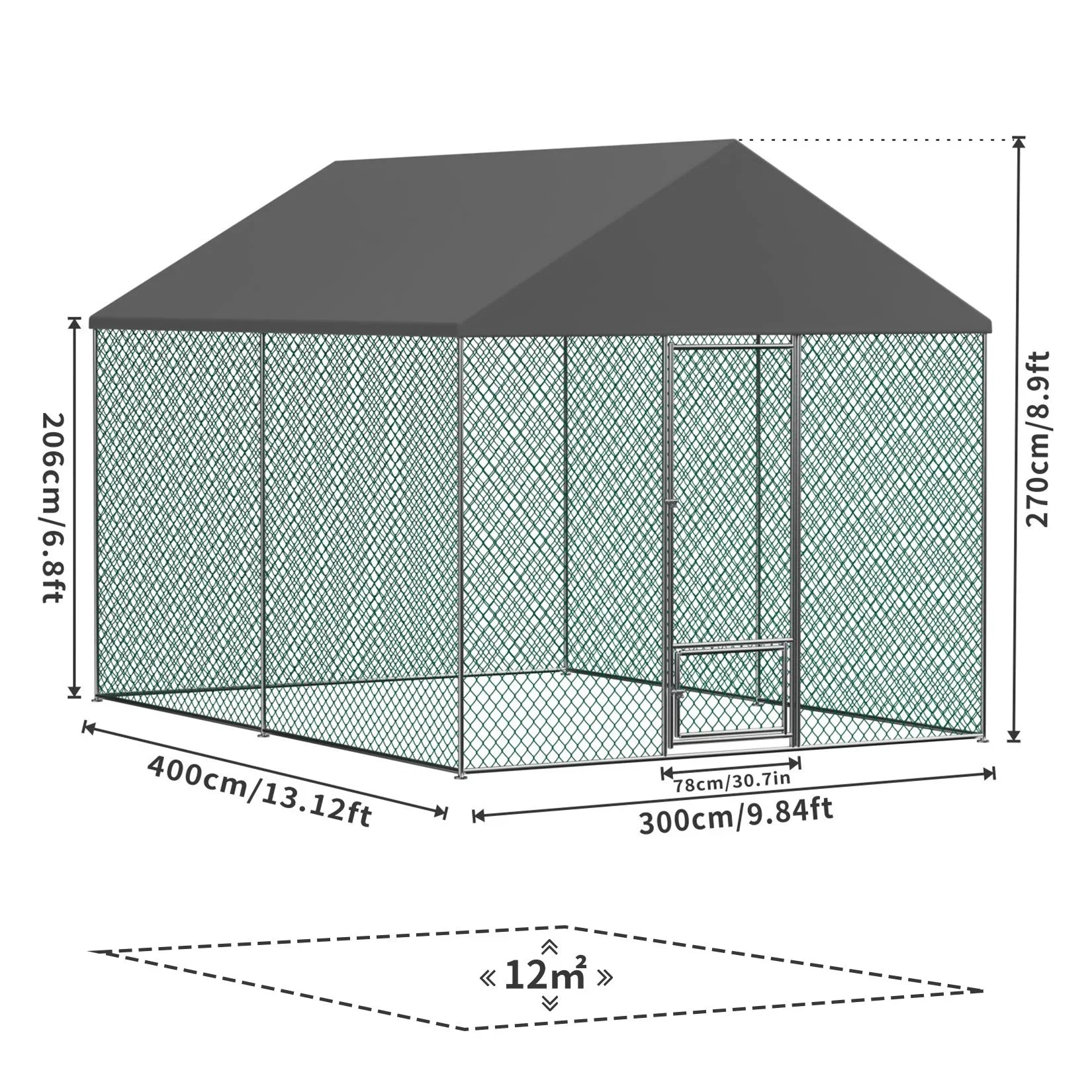 Jumbo Large Metal Chicken Coop Runs for Outdoor Yard, Walk in Chicken Cage, with Mesh and Waterproof Cover, Hen House