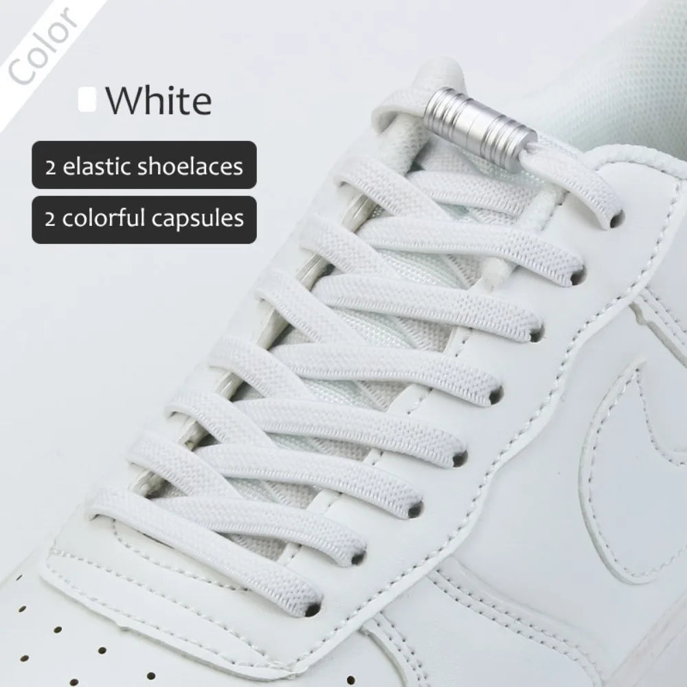 1Pair Elastic Tieless Shoelaces Shoe Laces No Tie Shoelace for Kids and Adult Sneakers Quick Lazy Metal Lock Laces Shoe Strings