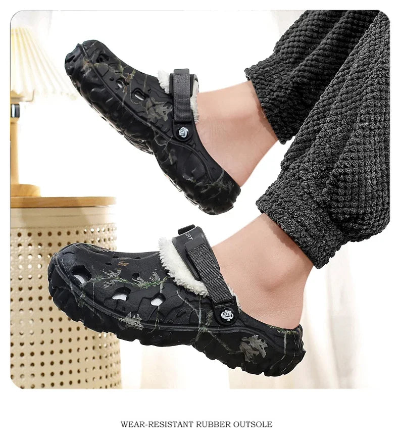 YRZL Winter Colgs Slippers Men's Shoes Men Beach Working Garden Shoe Home Soft Plush Slippers Bedroom Fuzzy Shoes Indoor Outdoor