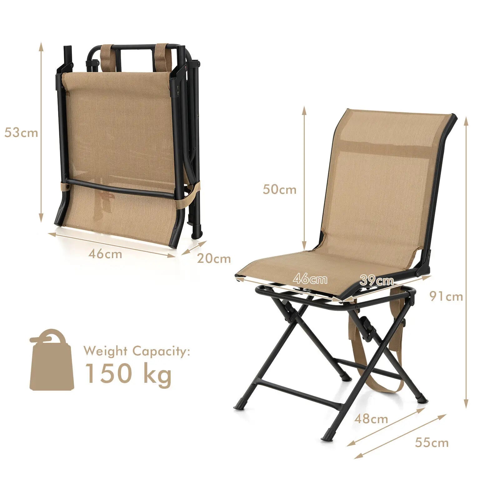 GOFLAME Portable Camping 360° Silent Swivel Blind Hunting Chair Folding Hunter Chair