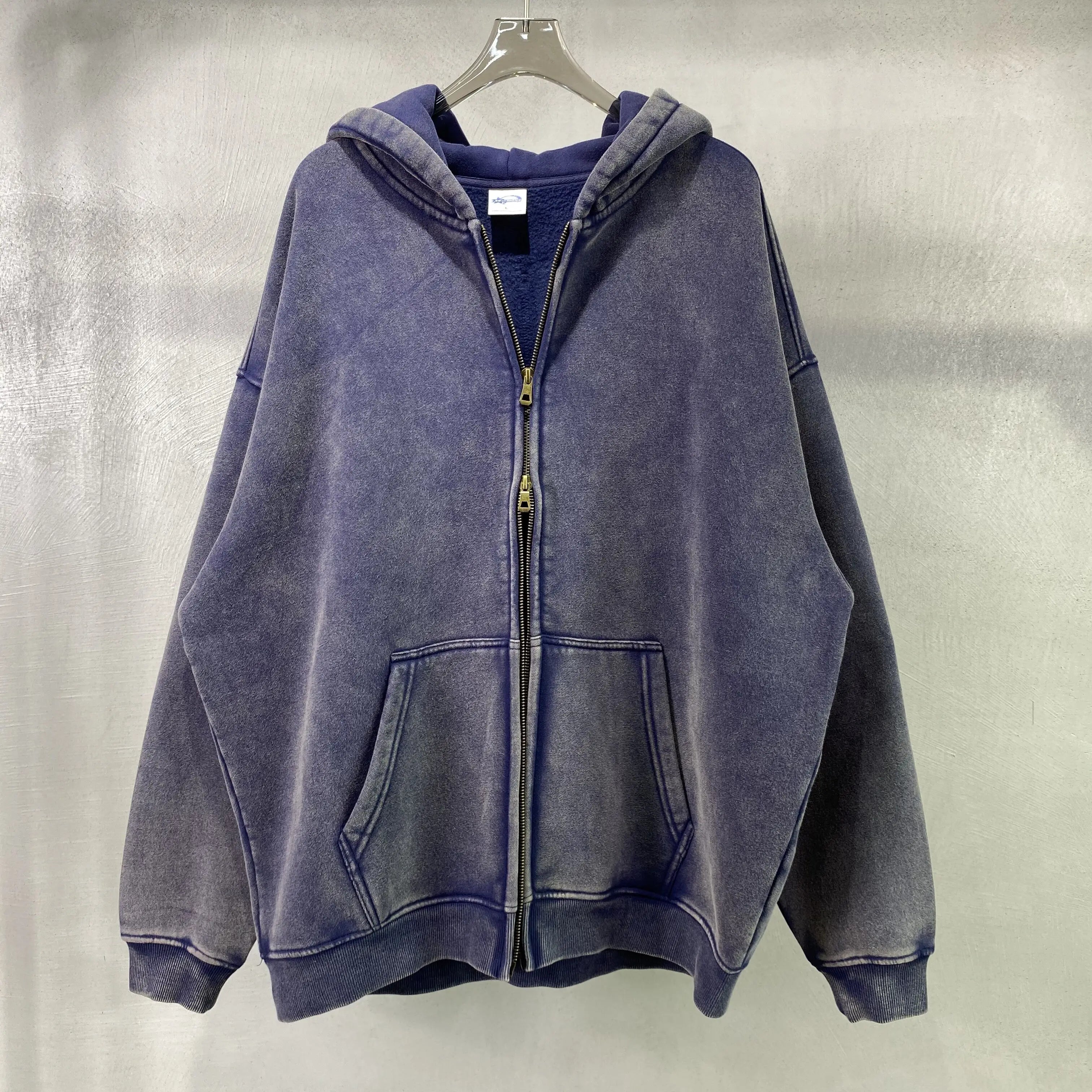 Batik fleece zippered hoodie
