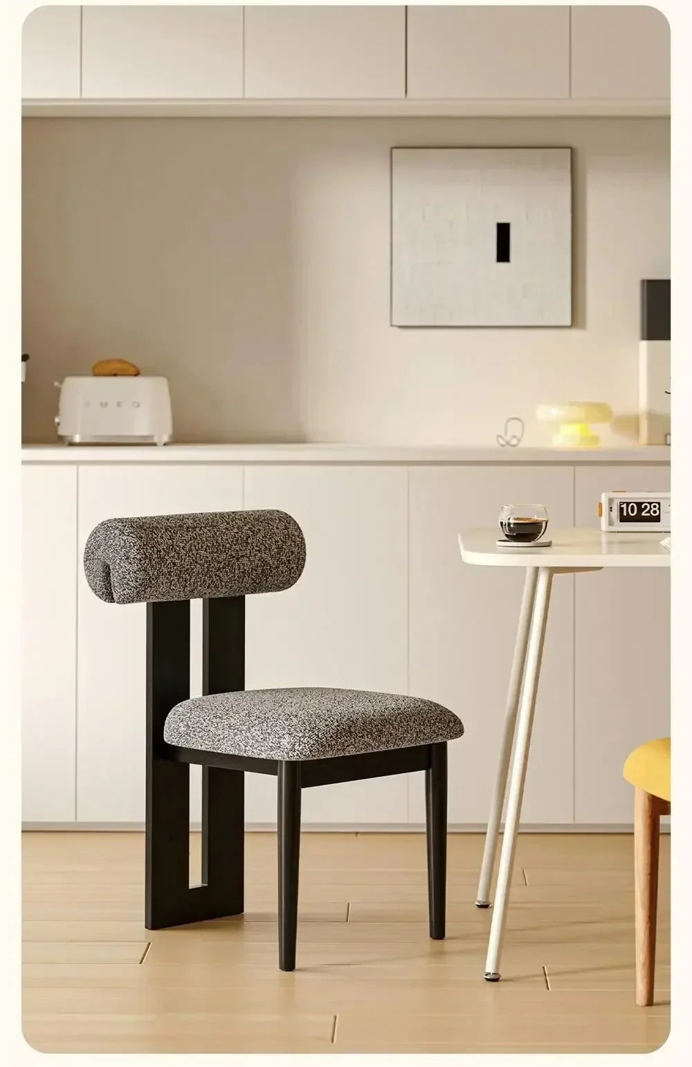 Modern Bouclé Dining Chair with Padded Backrest – Accent Chair