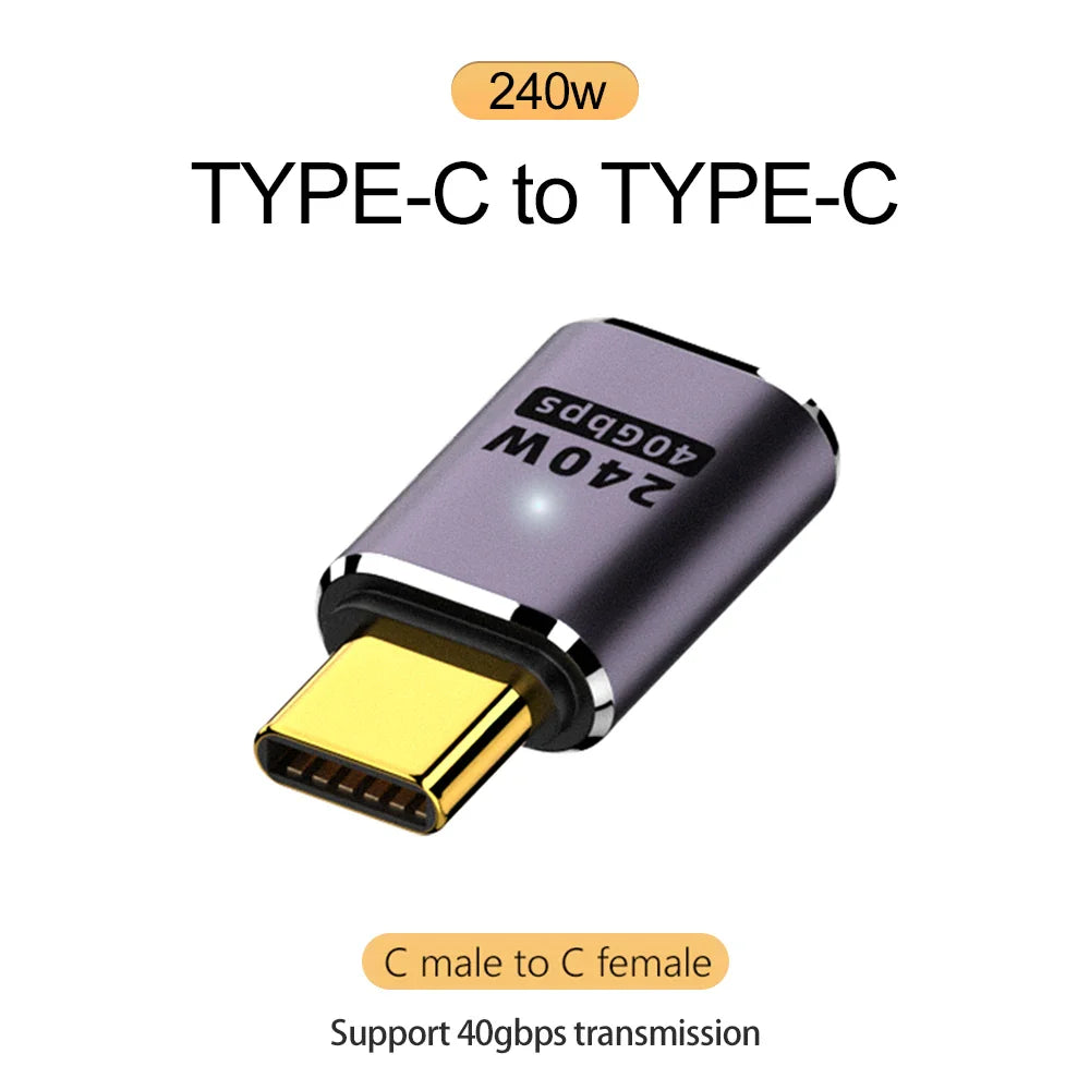 NNBILI 5A Type-C OTG Adapter 240W Fast Charging Data Converter USB4.0 40Gbps Support 8K 60Hz USB C 90/180 Degree Elbow Adapter