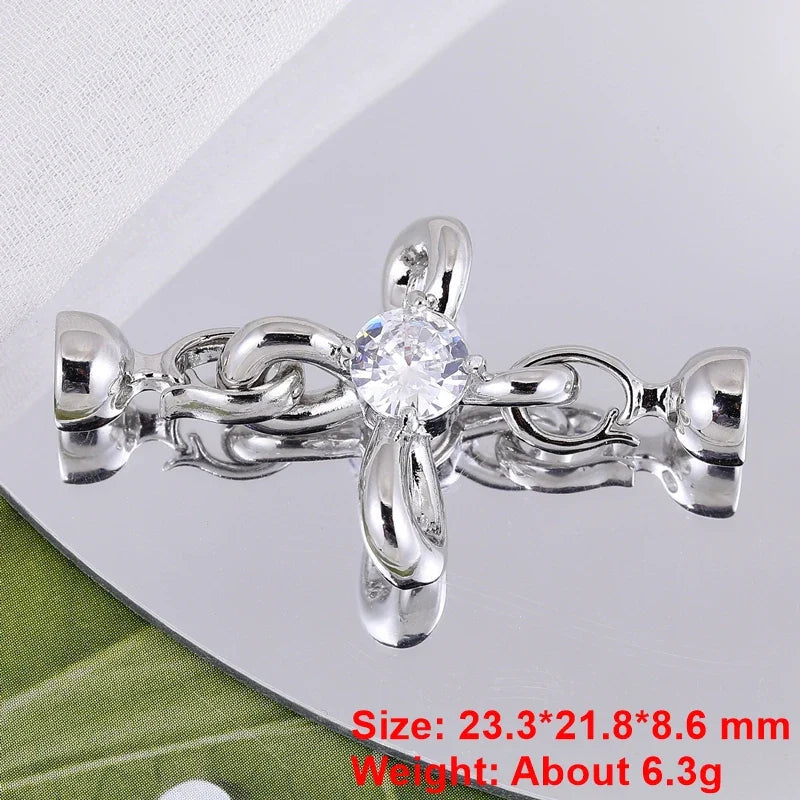 Juya Handmade 18K Gold Silver Plated Fastener Bail Connector Clasps Accessories For Needlework Pearls Beads Jewelry Making