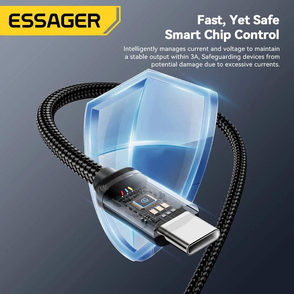 Essager 3A USB Type C Cable USB A To Type C Fast Charging Cables For iPone 15 Samsung Xiaomi Mobile Phone Data Charger Wire Cord
