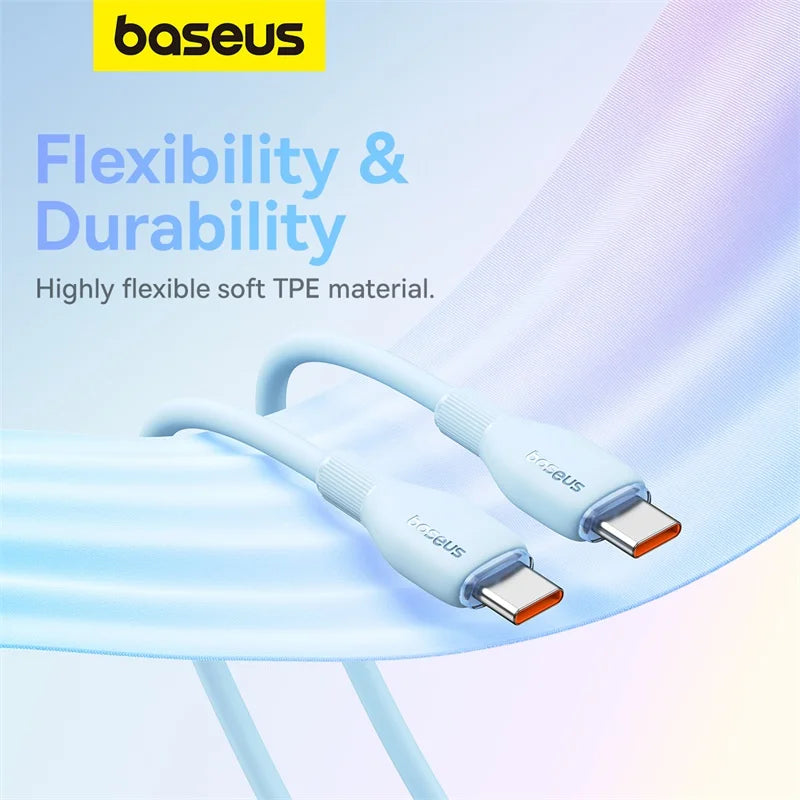 Baseus PD 100W USB C To USB Type C Cable For Macbook Fast Charging Charger Wire Cord For iPhone  16 15 Type-C Cable For Xiaomi