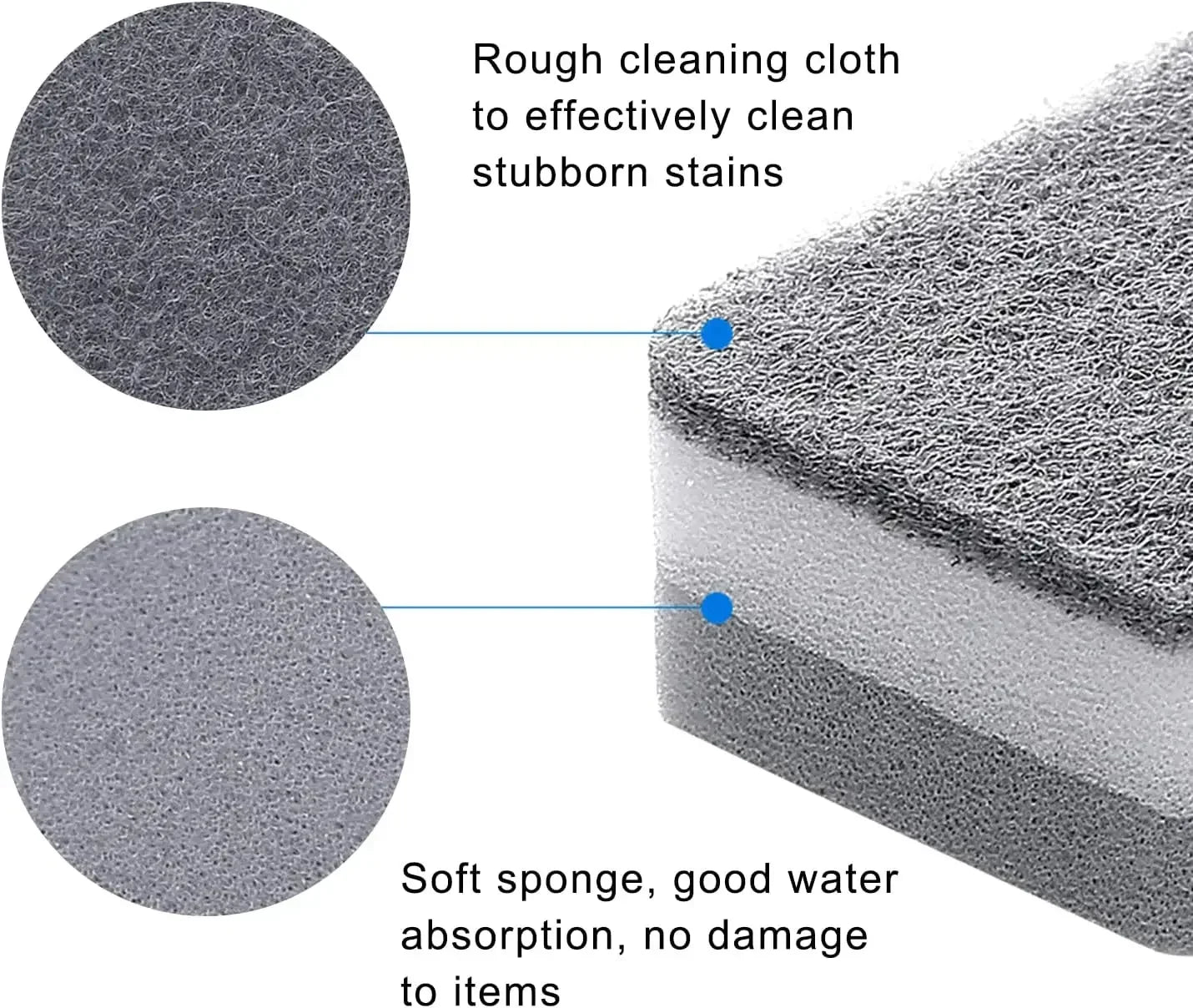 30/5pcs Magic Cleaning Sponges Double-sided Reusable Kitchen Sponge Wipes Pan Pot Dishwashing Scouring Pads Brush Clean Tools