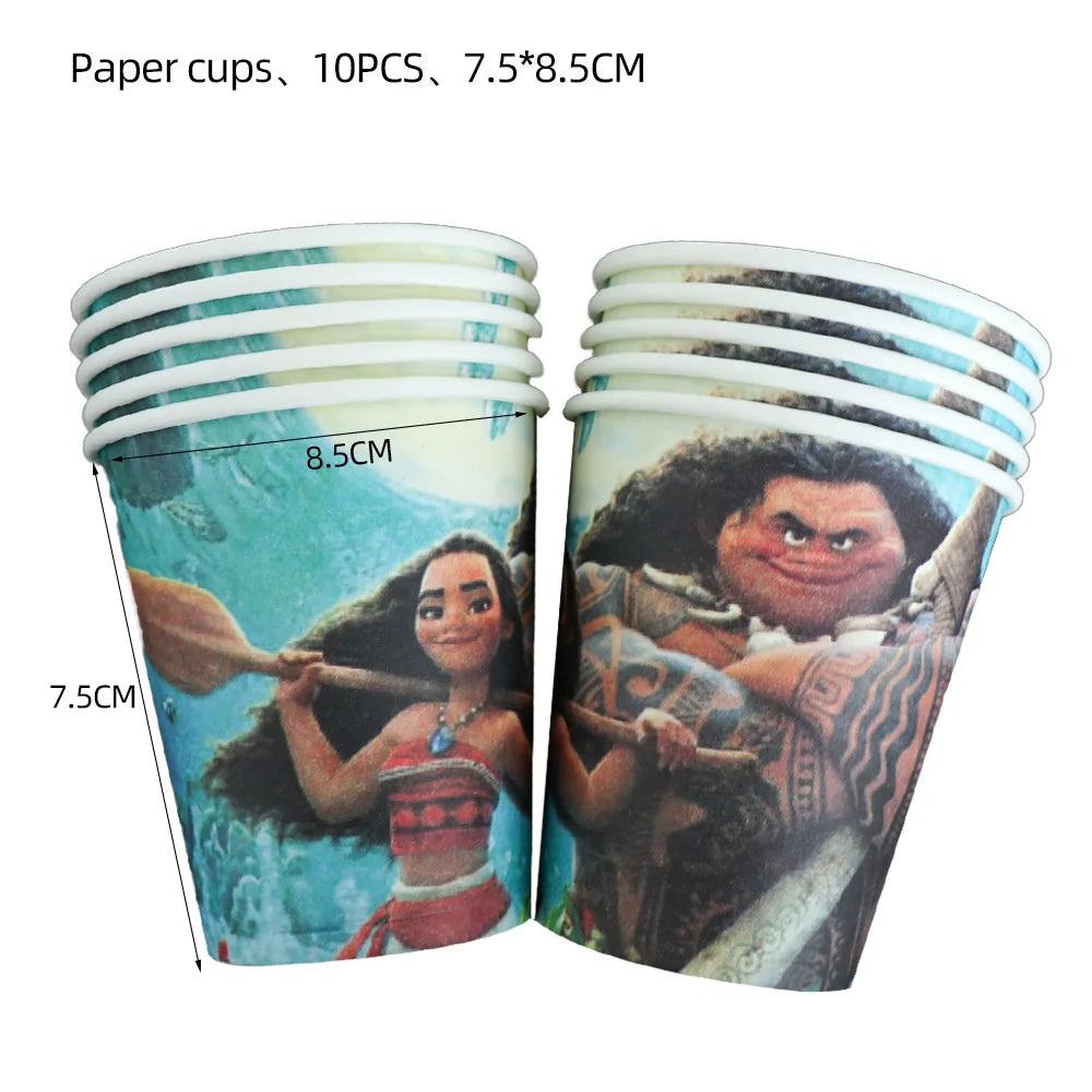 Disney Moana Birthday Decoration Tableware Cup Plate Backdrop Banner Kit Vaiana Moana Theme Happy Party Deco Balloons Supply Set