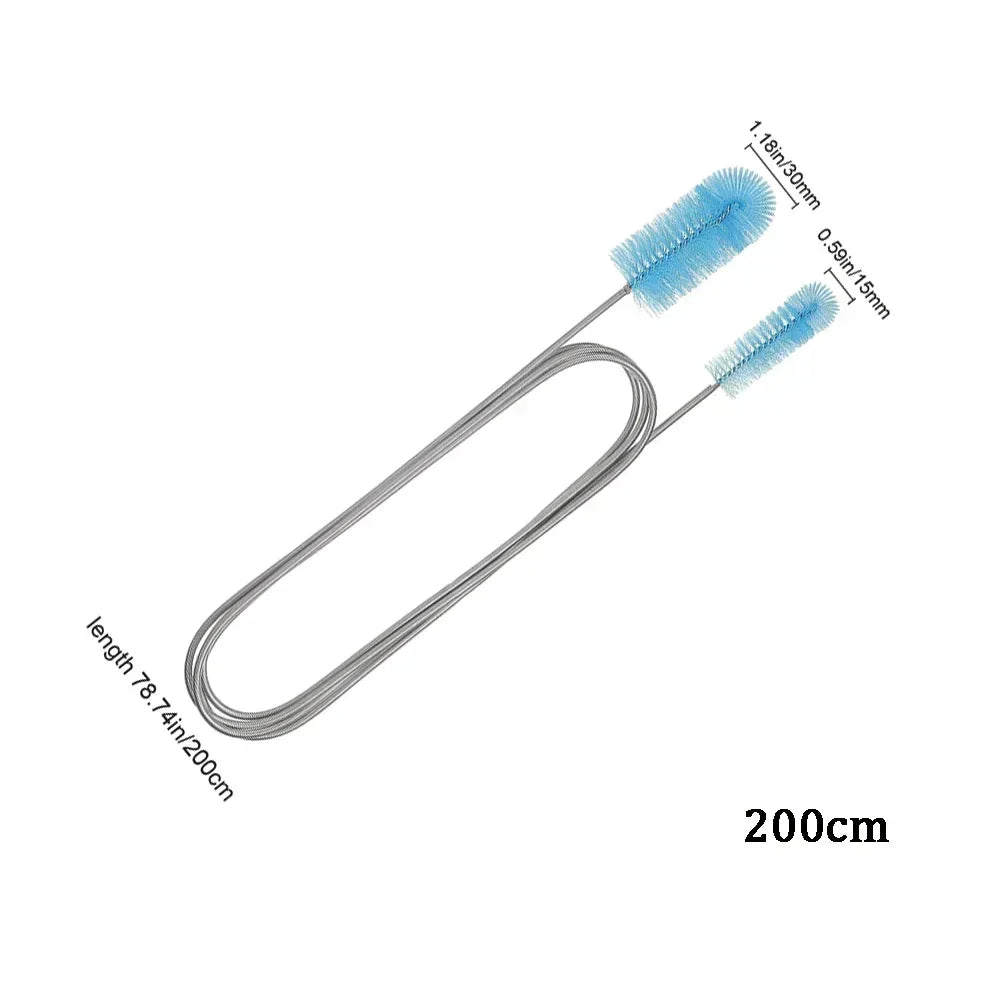 Aquarium Cleaning Brush for Water Filter Pump Lily Pipe Air Tube Hose Stainless Steel Fish Tank Brush Water Pump Accessories