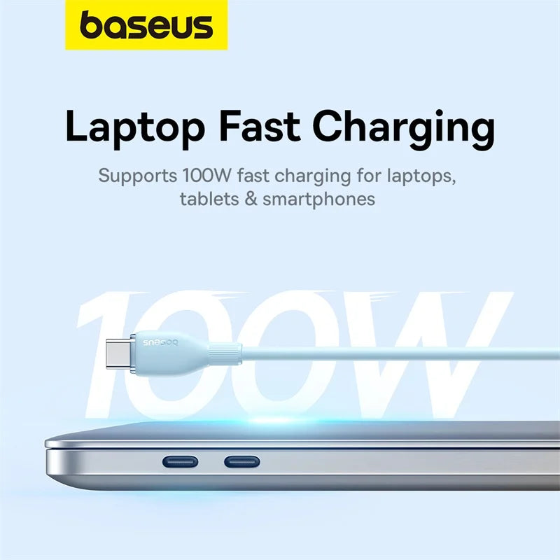 Baseus PD 100W USB C To USB Type C Cable For Macbook Fast Charging Charger Wire Cord For iPhone  16 15 Type-C Cable For Xiaomi
