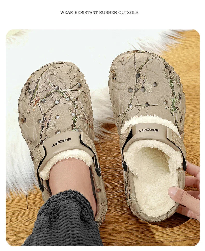 YRZL Winter Colgs Slippers Men's Shoes Men Beach Working Garden Shoe Home Soft Plush Slippers Bedroom Fuzzy Shoes Indoor Outdoor