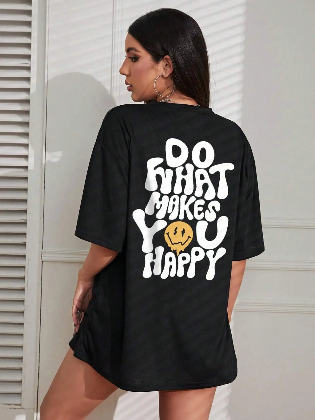 Do What Makes You Happy Oversized T-Shirt, Red Cotton Streetwear Tee