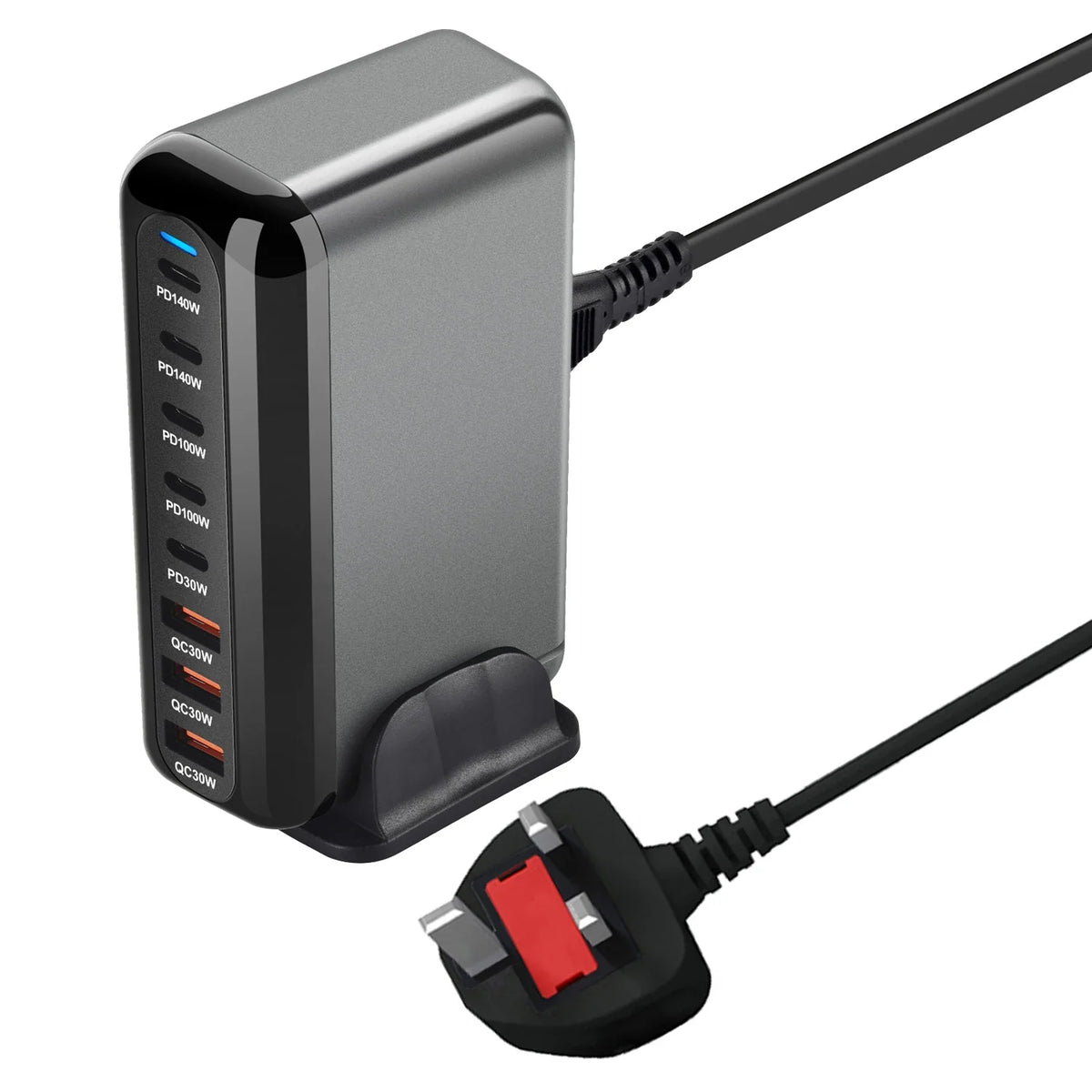 New 600W GaN Fast Charge 3.0 USB Type C Fast Charger with 8 Ports, 5C3A PD Charger for Phones and Tablets, Portable Design
