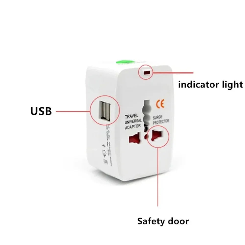 Protable AU US UK EU Converter All in One International Plug Adapter 2 USB Type C Ports World Travel AC Power Charger Adapter