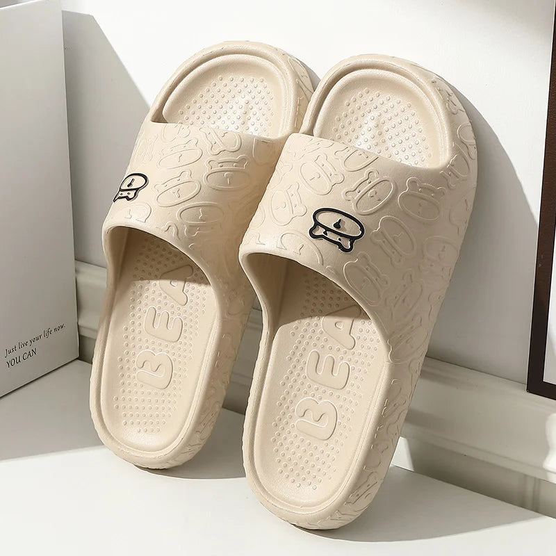 Summer Women Slippers Bathroom Platform Non-Slip Home Bear Cartoon Flip Flops Beach Women Slipper Sandals Slides Indoor Outdoor