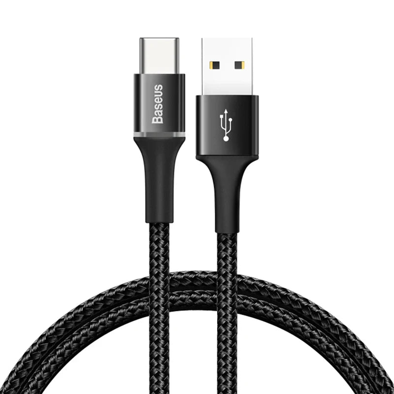 Baseus LED USB Type C Cable For Xiaomi 13 Redmi Realme POCO Fast Charging Wire Cord USB-C Charger Mobile Phone USBC Type-C Cable