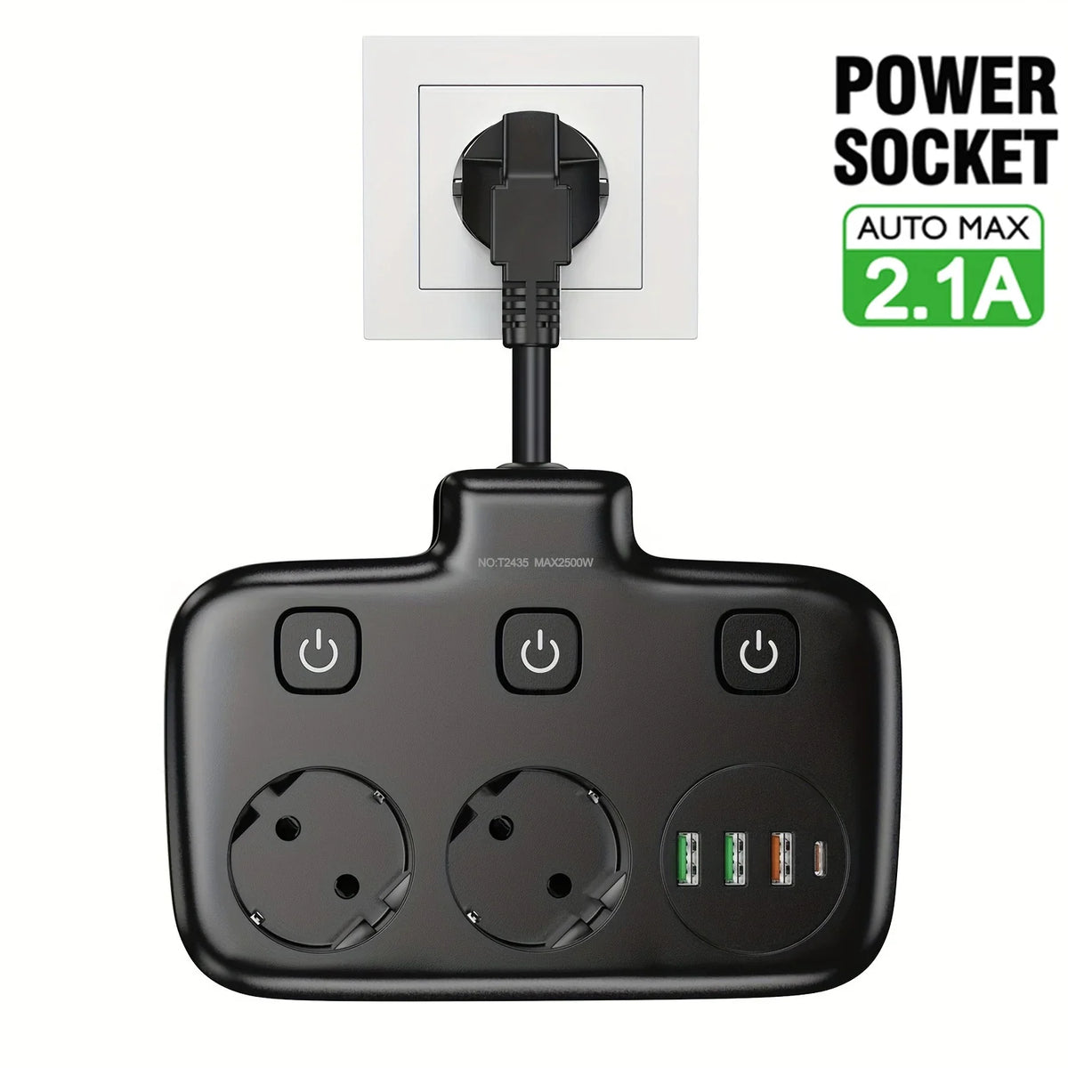 EU KR Plug Power Strip AC Outlets Multitap Electrical Wall Socket Extension Cord With USB C Ports Fast Charging Network Filter