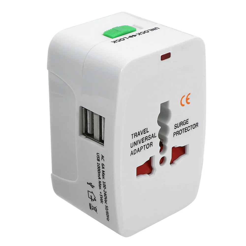 Protable AU US UK EU Converter All in One International Plug Adapter 2 USB Type C Ports World Travel AC Power Charger Adapter