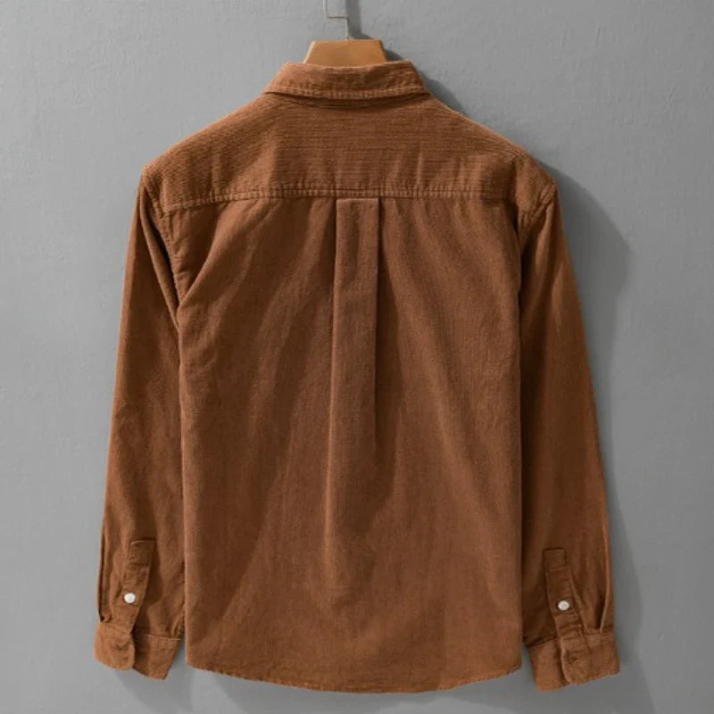 Vintage Corduroy Cotton Shirt for Men – Autumn Casual Long Sleeve