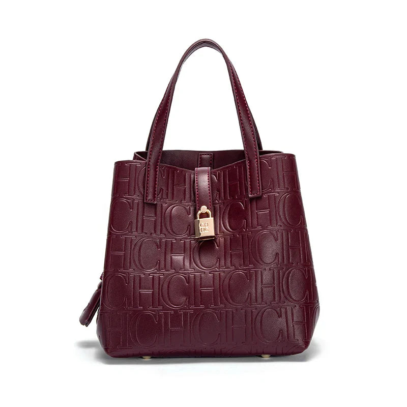 Classic Style Fashion Retro Craft New 2024 Women'S Handbag Letter Printed Metal Accessories Large Capacity Solid Color
