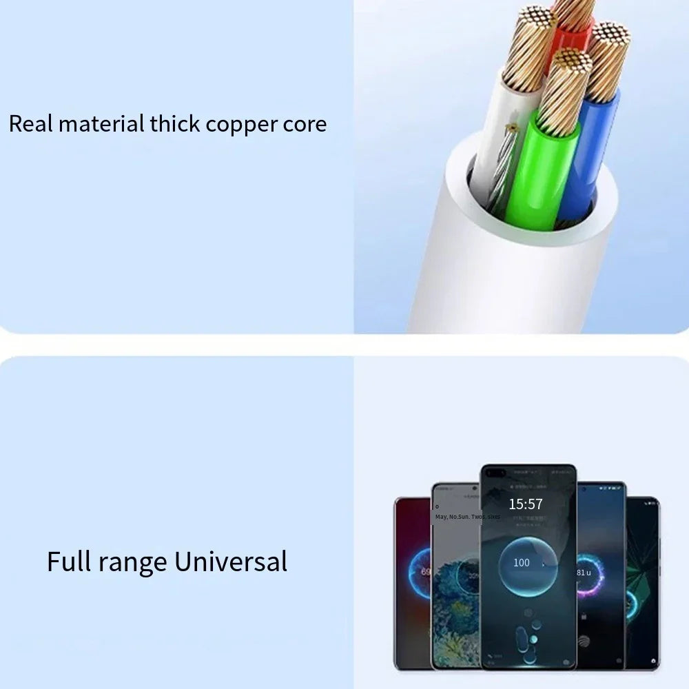 120W Super Fast Charging Cable USB 10A Type C USB-C Phone Data Cord For Huawei P40 P30 Iphone 15Xiaomi 14 Redmi 13 12 Cable New