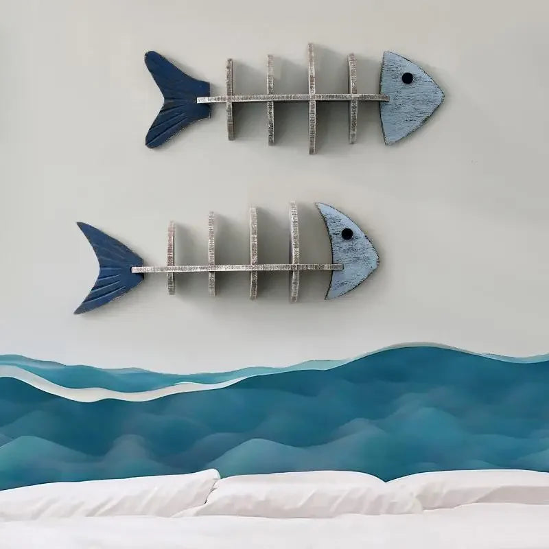 Mediterranean Fishbone Wall Shelf – 3D Wooden Wall Decor & Storage (Flat, Pointed or Vertical)