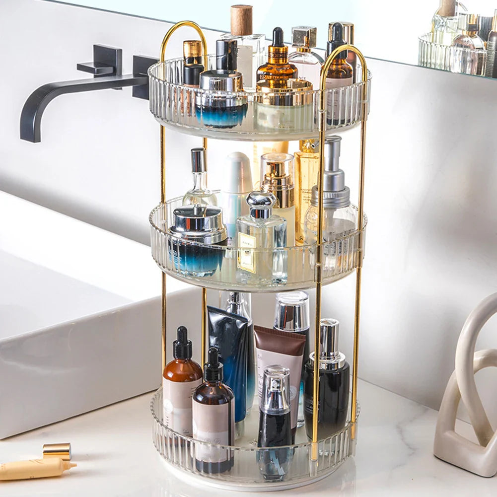 360 Degree Rotating Cosmetic Display Case Detachable Makeup Organizer Light Luxury Versatile for Dressing Table Washing Table