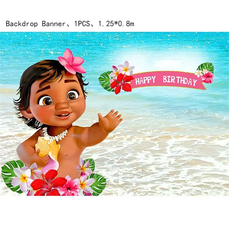 Disney Moana Birthday Decoration Tableware Cup Plate Backdrop Banner Kit Vaiana Moana Theme Happy Party Deco Balloons Supply Set