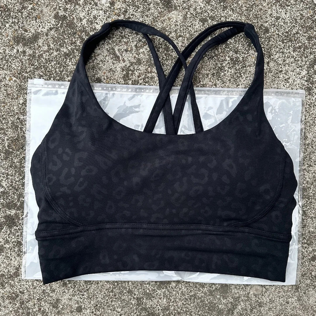 Solid Color Soft Cross Back Women Fitness Bra Tights Yoga Vest High Strength Shockproof Gym Sports Top Push Up With Chest Pad