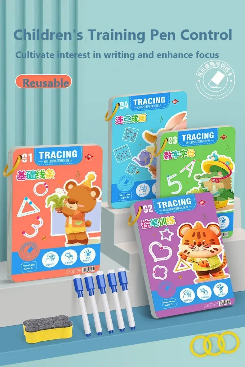 Magical Tracing Workbook Educational Montessori Books for Children Pen Control Training Reusable Calligraphy Copybook for Kids