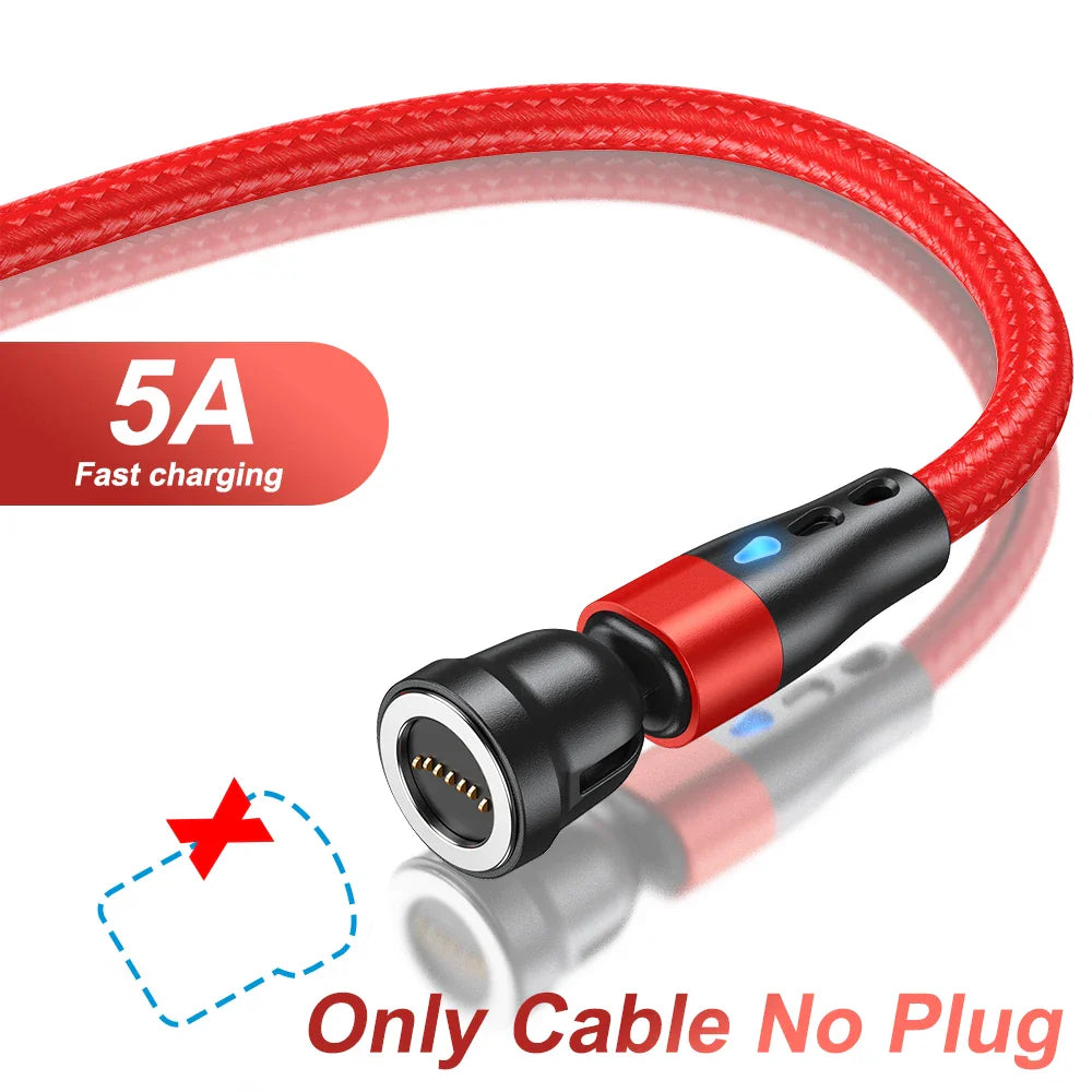 AUFU 5A Magnetic Type C Cable For Samsung S21 Huawei P30 Magnet Fast Charging Charger Wire for iPhone Xiaomi Micro USB Data Cord