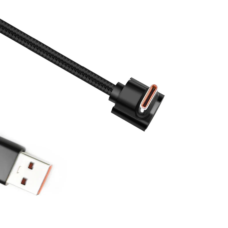 90 Degrees Braid 0.25m/0.5m/1m/2m 4A Quick Charger Elbow USB to Type C  Cord PD Cable For iPhone Samsung Huawei Xiaomi Macbook