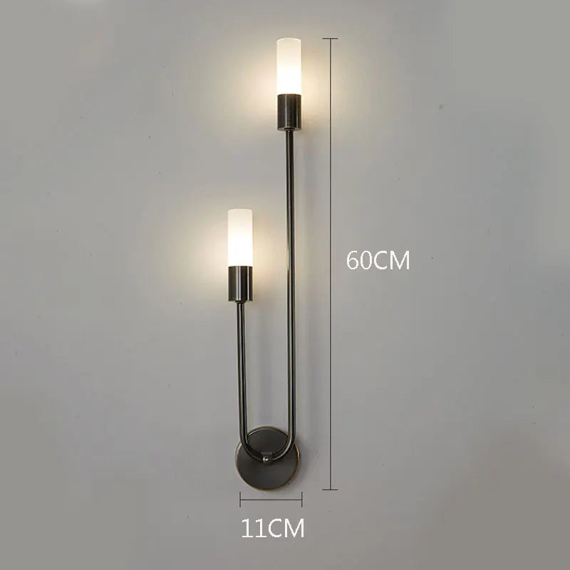 Modern Brass & Black LED Wall Lamp – Double Light Wall Sconce