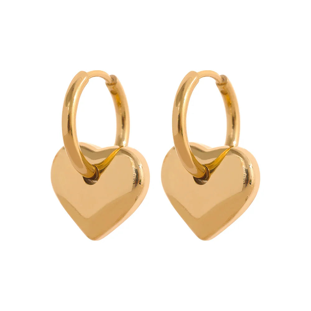 Yhpup Star Moon Heart Pendant Drop Hoop Huggie Earrings 18k Gold Plated Trendy Waterproof Stainless Steel Fashion Charm Jewelry