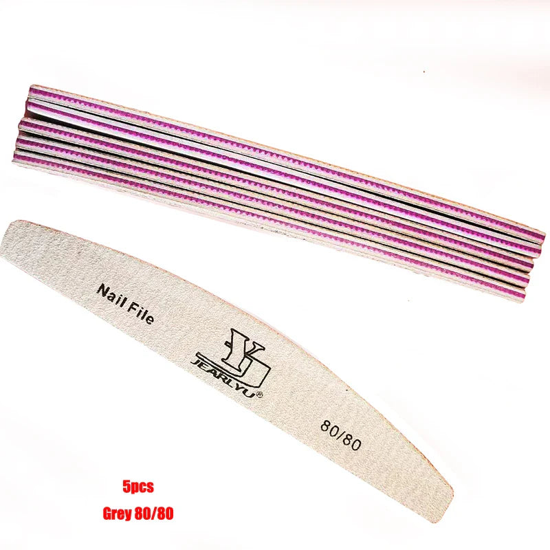 5/25Pcs/Lot Nail File Mix Color 80/100/150/180/240 Grit Professional Sandpaper Cuticle Remover Buffer Files Manicure Tool Set